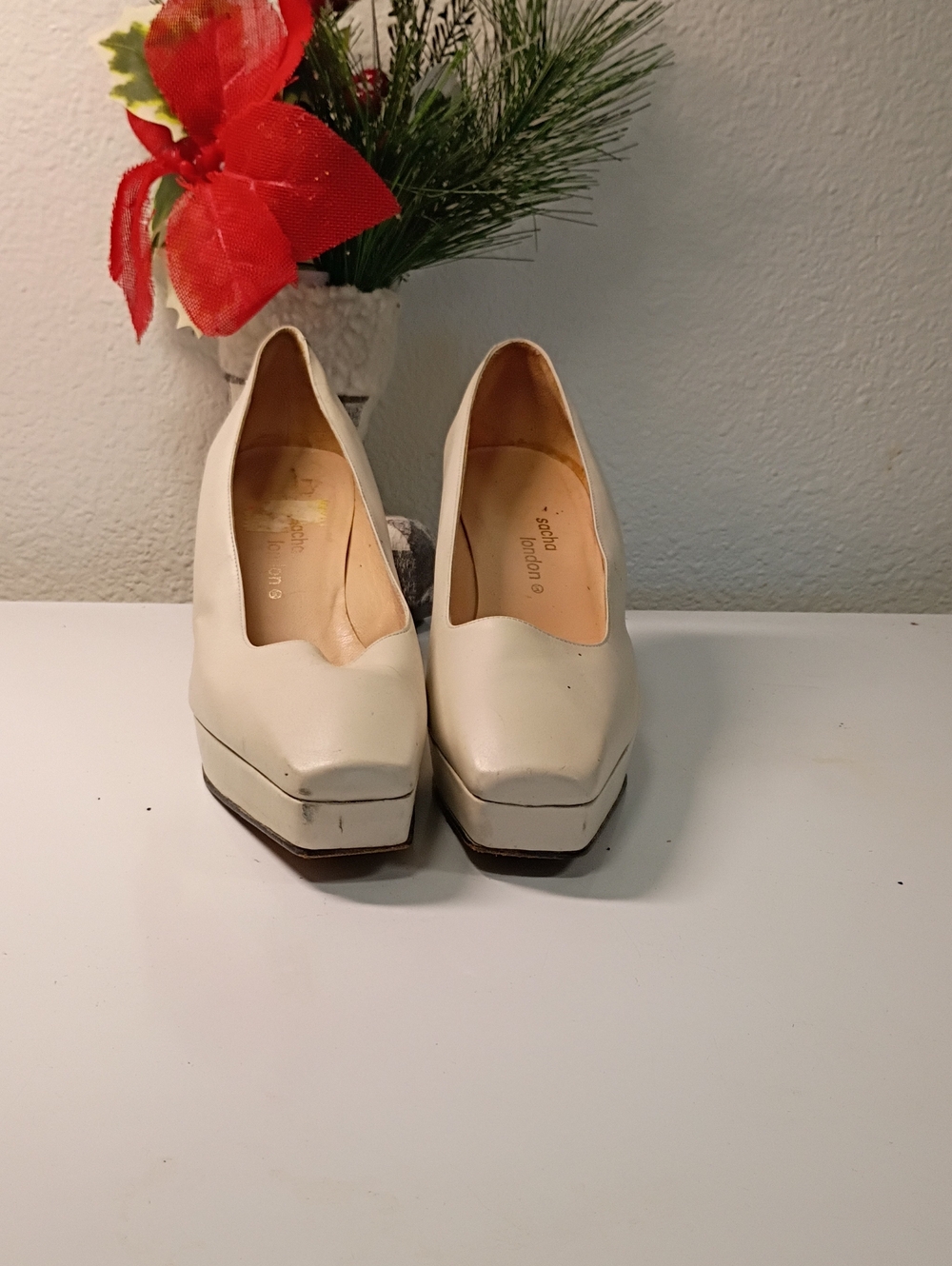 Sacha London Cream Platform Pumps